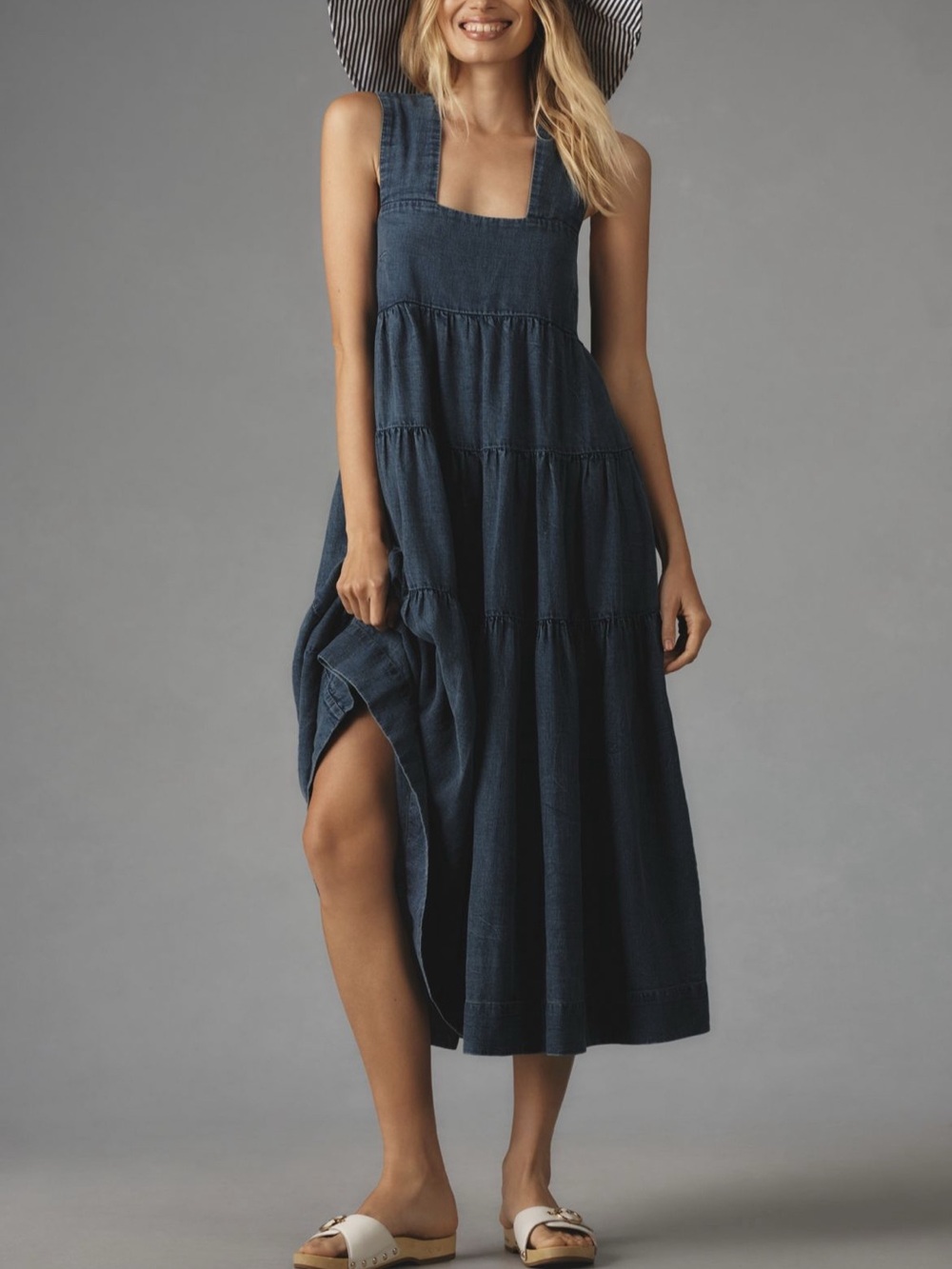 Anthropologie | The Helena Square Neck Tiered Midi Dress
